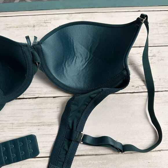 Shein Womens Full Figure Blue/Green Satin Bra Style # 75C Underwire Size 36C - Picture 10 of 12